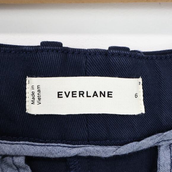 NWOT Everlane The Organic Cotton Wide Leg Twill Trouser Pant In Navy Blue Size 6 - Picture 6 of 7